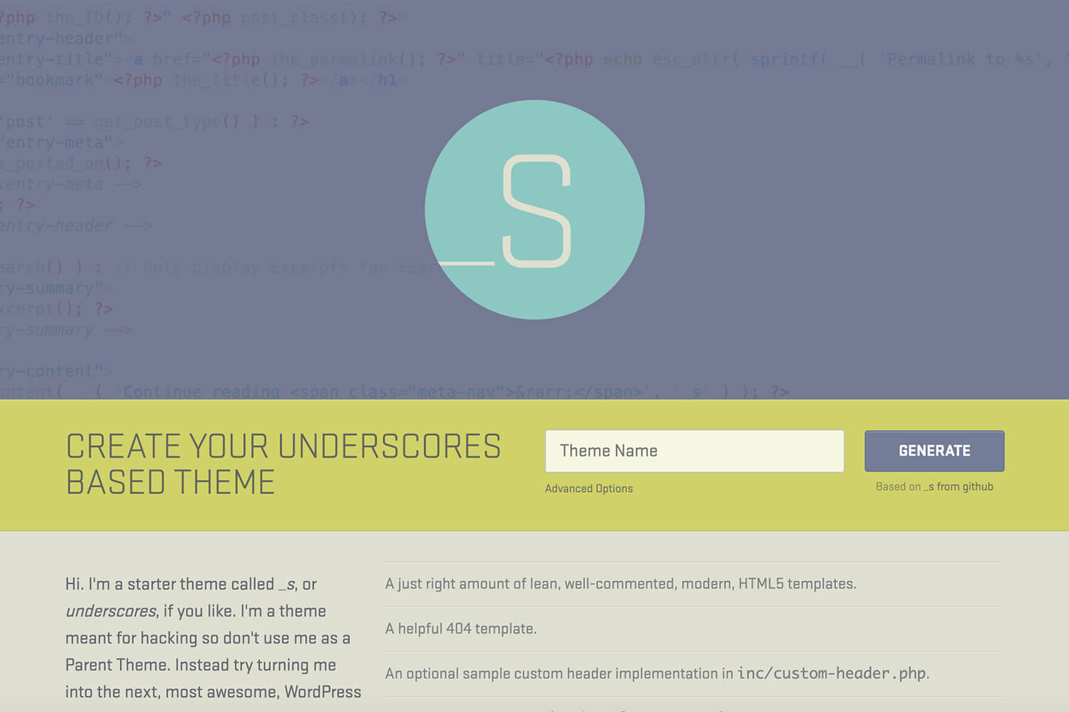 Thumbnail for Custom theme, part 1: Underscores template