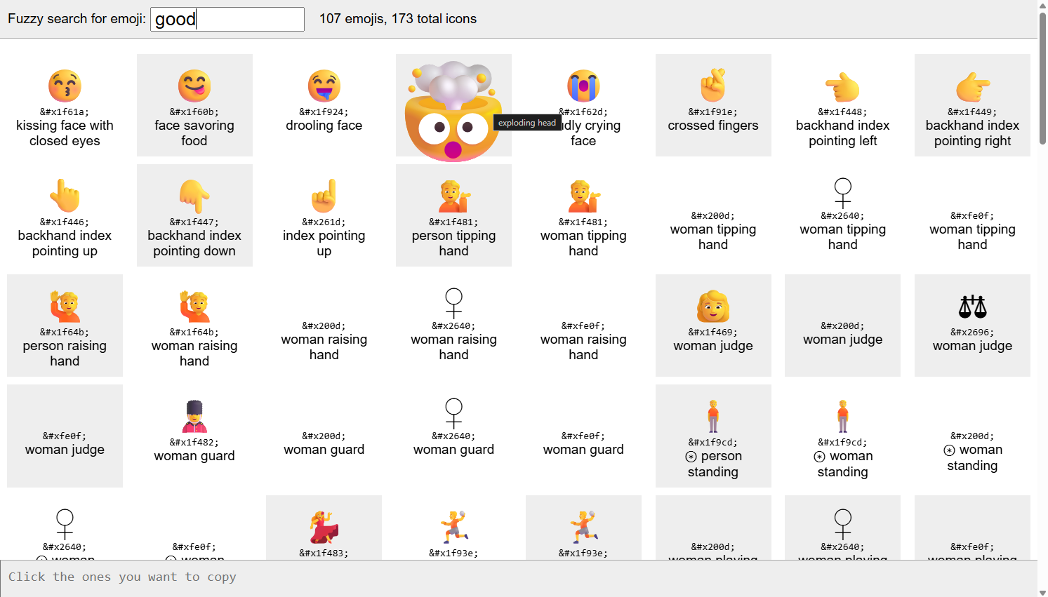 Fuzzy emoji search thumbnail