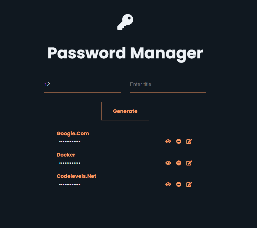 Password Manager: simple CRUD application with DB